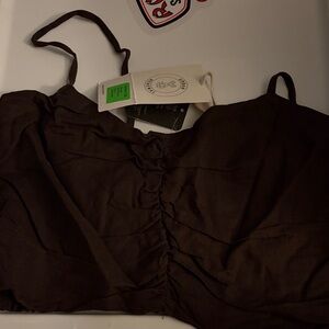 Urban Outfitters Brown Ruched Spaghetti Strap Camisole — Dark Brown